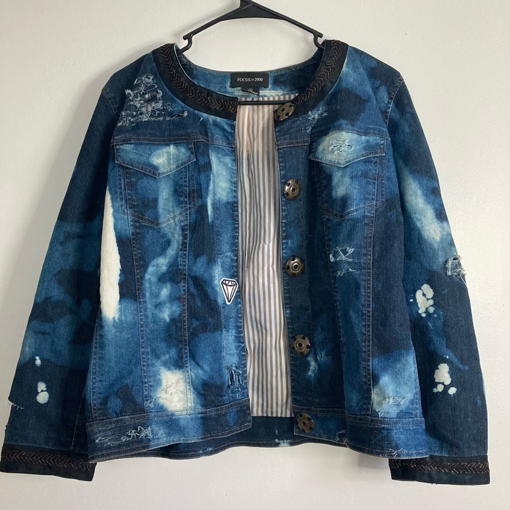 Vintage Focus 2000 Women's Distressed Blue Jean Jacket